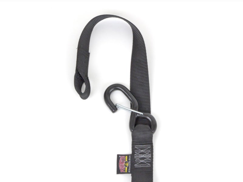 PowerTye 1.5in x 6.5ft Ergonomic Locking Ratchet Soft-Tye Straps with Heavy-Duty Latch Hooks - Made in USA - 1,000 lb. Working Load Limit / 3,000 lb. Breaking Strength - Black/Black (Pair) - Image 3
